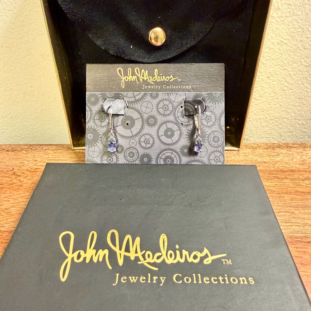 Vintage John Medeiros Silver And Purple Earrings